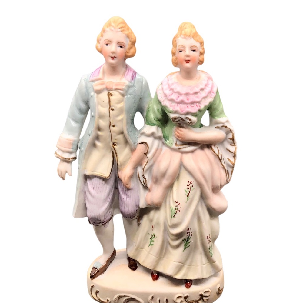 Vintage Granny Chic Ceramic Victorian Couple Figurine Japan